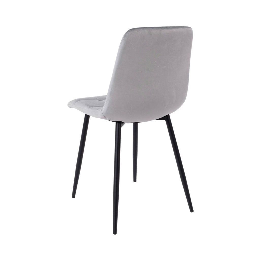 Dialo - Ensemble Table Ronde + 4 Chaises En Velours - Gris