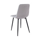 Dialo - Ensemble Table Ronde + 4 Chaises En Velours - Gris