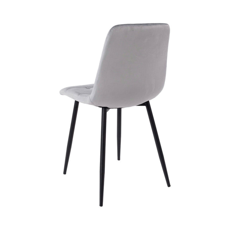 Dialo - Ensemble Table Ronde + 4 Chaises En Velours - Gris
