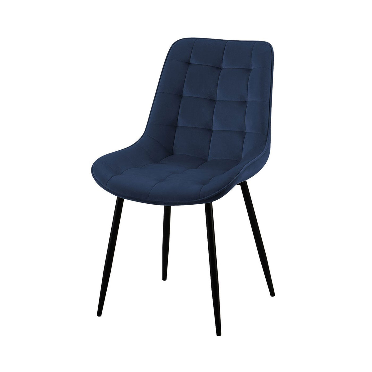 Velvet - Lot De 4 Chaises - Velours - Bleu Et Noir
