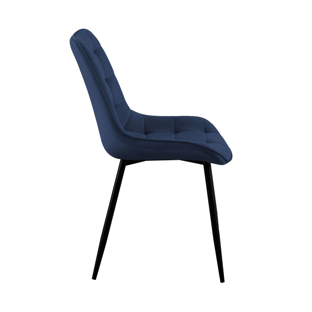 Velvet - Lot De 4 Chaises - Velours - Bleu Et Noir