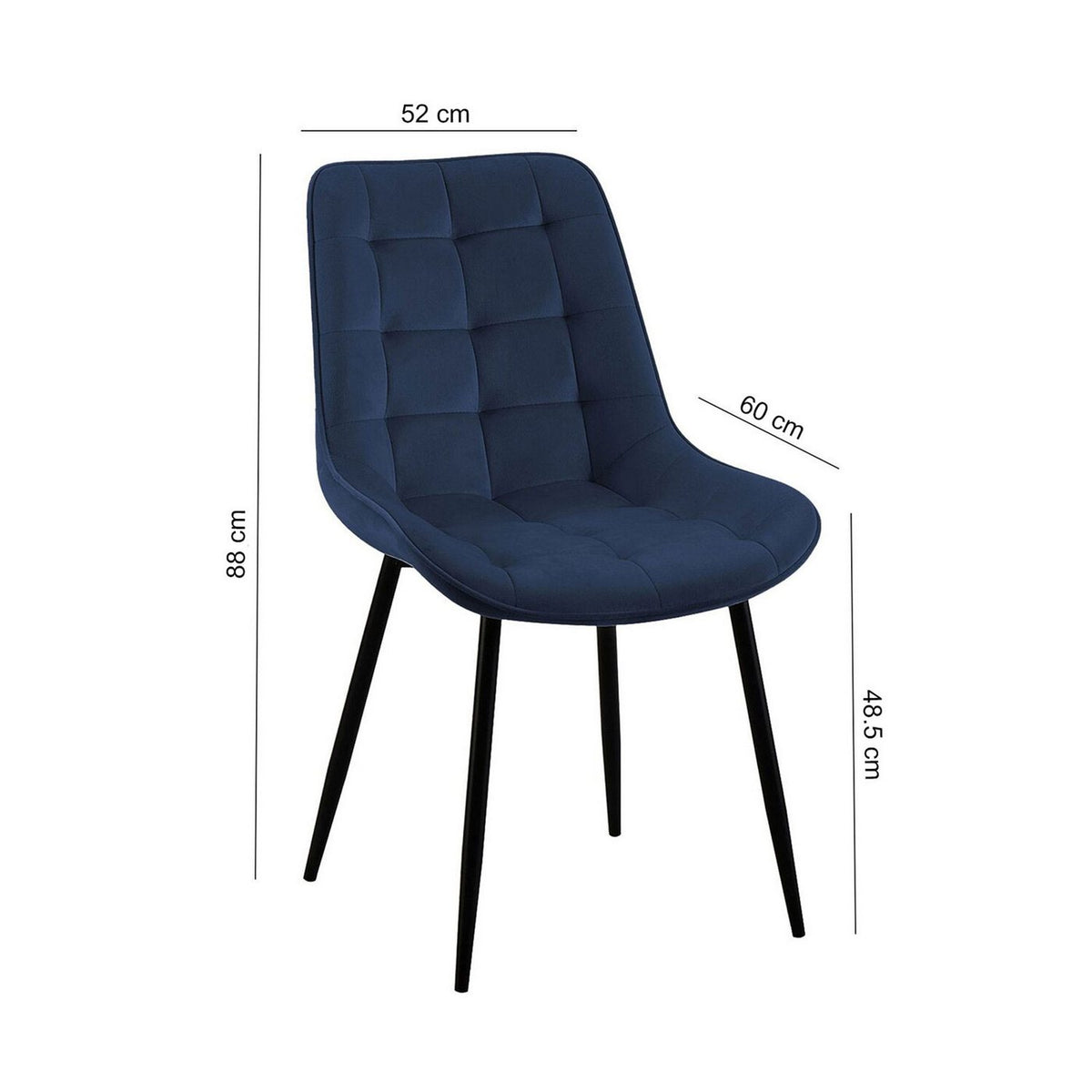 Velvet - Lot De 4 Chaises - Velours - Bleu Et Noir
