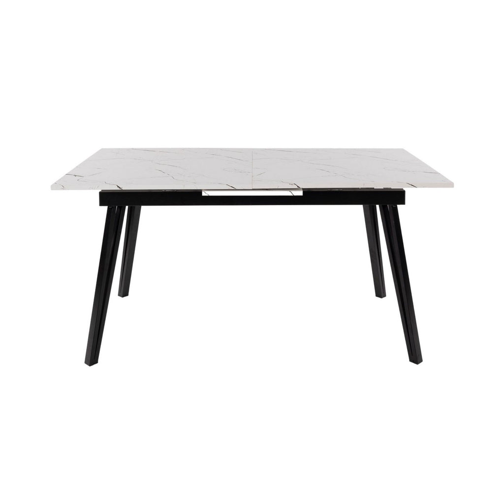 Mindy - Table À Manger Extensible - Effet Marbre - Blanc