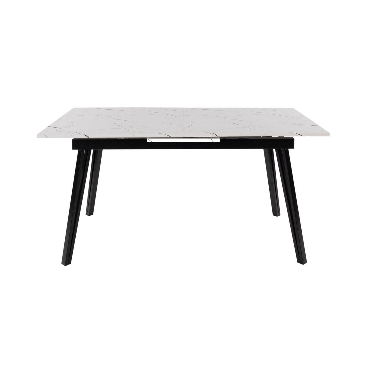Mindy - Table À Manger Extensible - Effet Marbre - Blanc