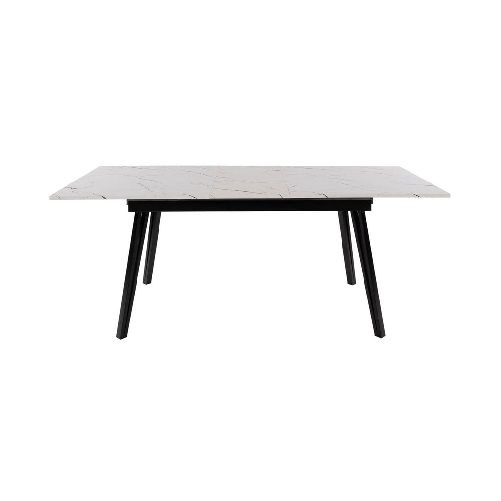 Mindy - Table À Manger Extensible - Effet Marbre - Blanc