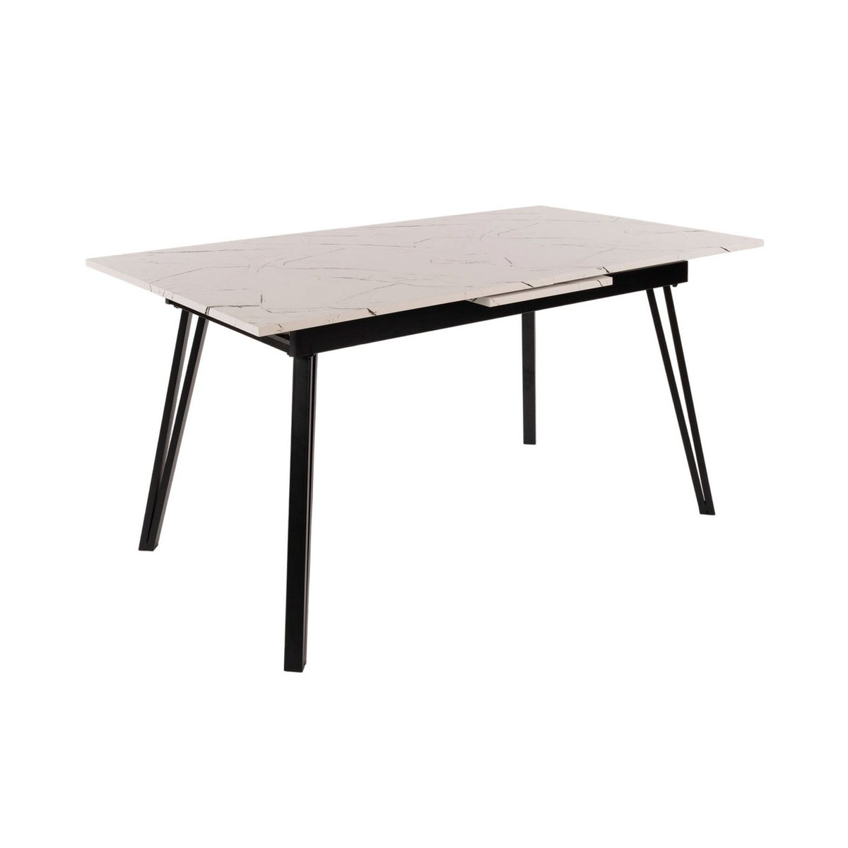 Mindy - Table À Manger Extensible - Effet Marbre - Blanc