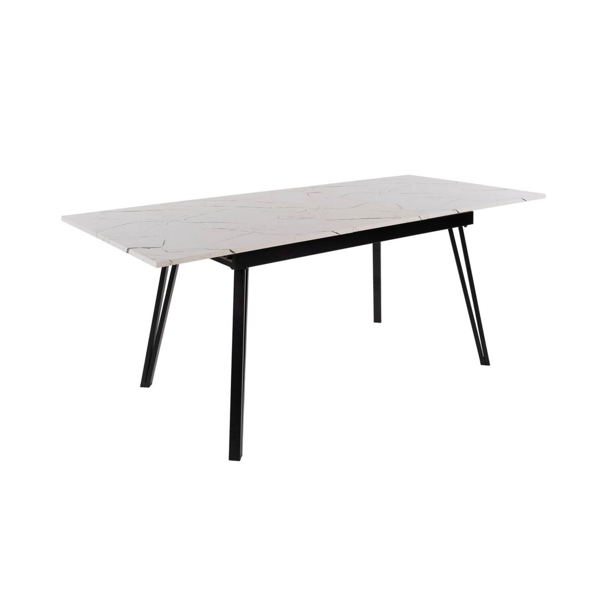 Mindy - Table À Manger Extensible - Effet Marbre - Blanc