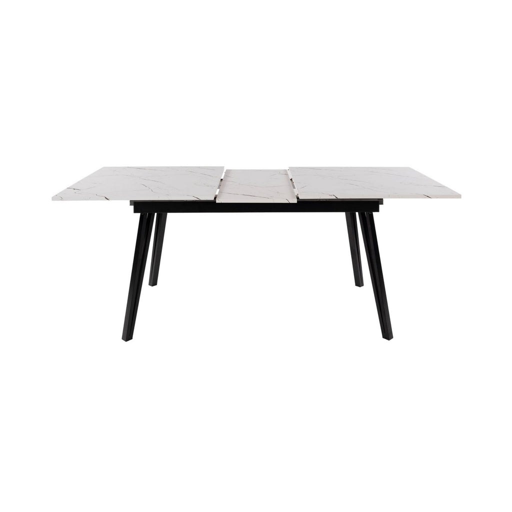 Mindy - Table À Manger Extensible - Effet Marbre - Blanc