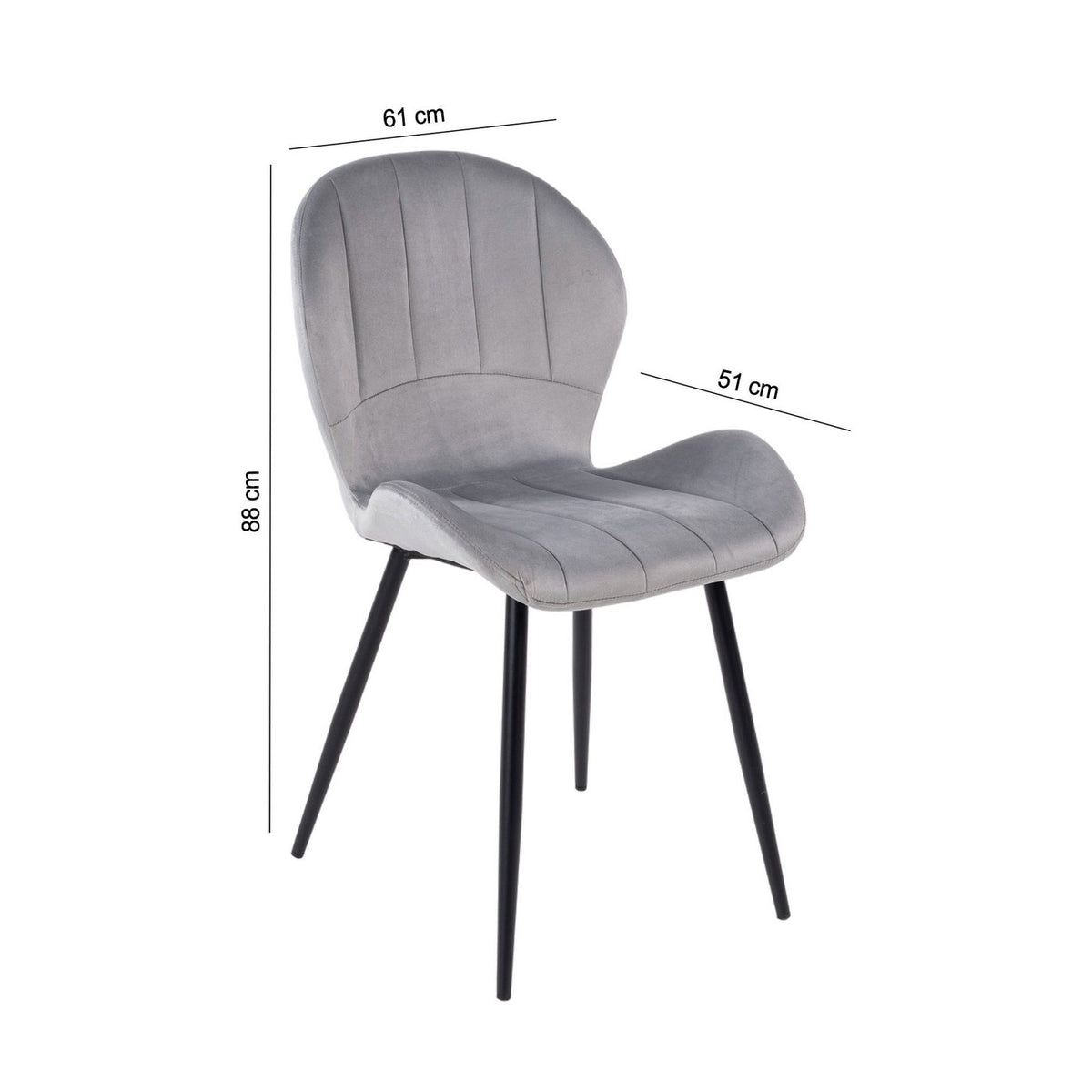 Velvet - Lot De 6 Chaises - Velours - Gris