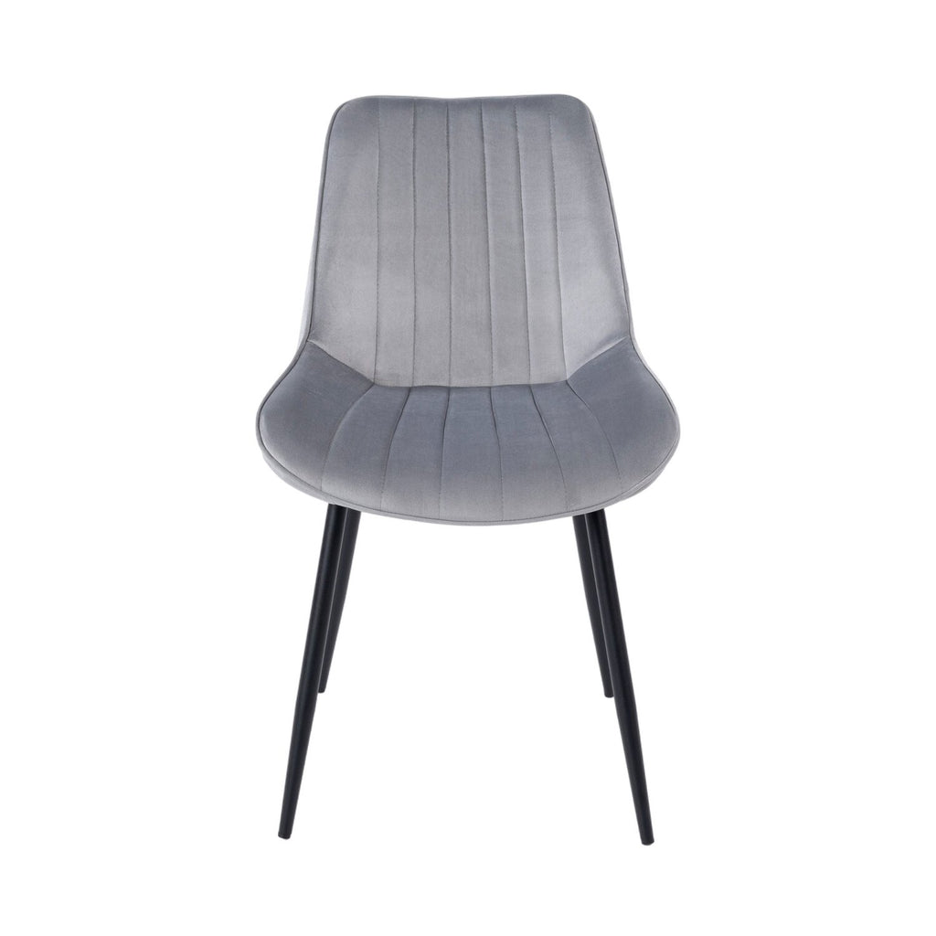 Mindy - Lot De 6 Chaises - Velours - Gris Clair Et Noir