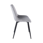 Mindy - Lot De 6 Chaises - Velours - Gris Clair Et Noir
