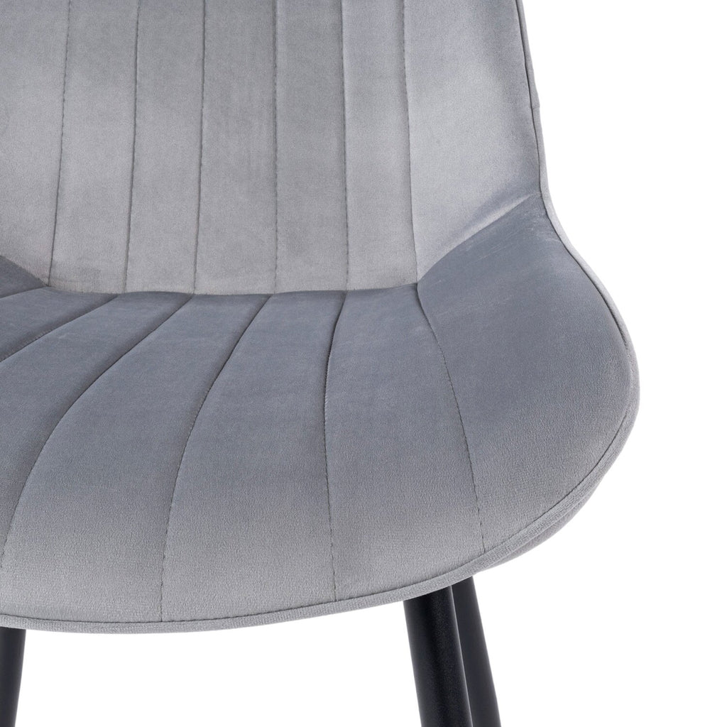 Mindy - Lot De 6 Chaises - Velours - Gris Clair Et Noir