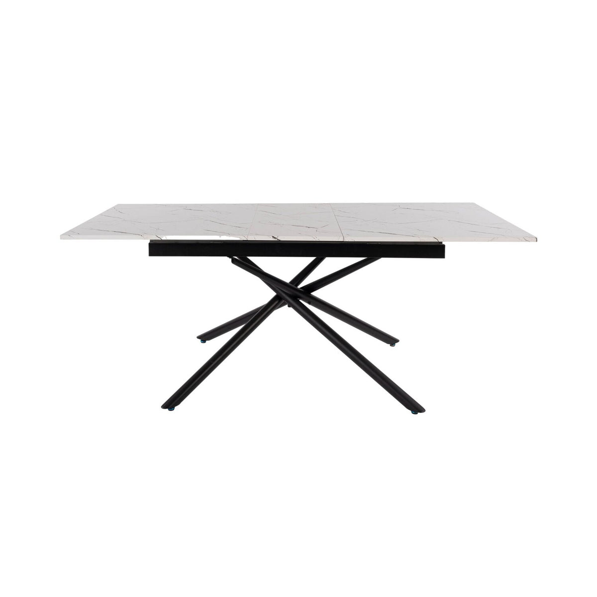 Mindy - Table Extensible - Effet Marbre - Blanc Et Noir