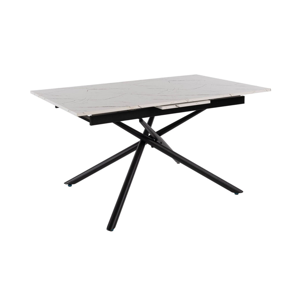 Mindy - Table Extensible - Effet Marbre - Blanc Et Noir