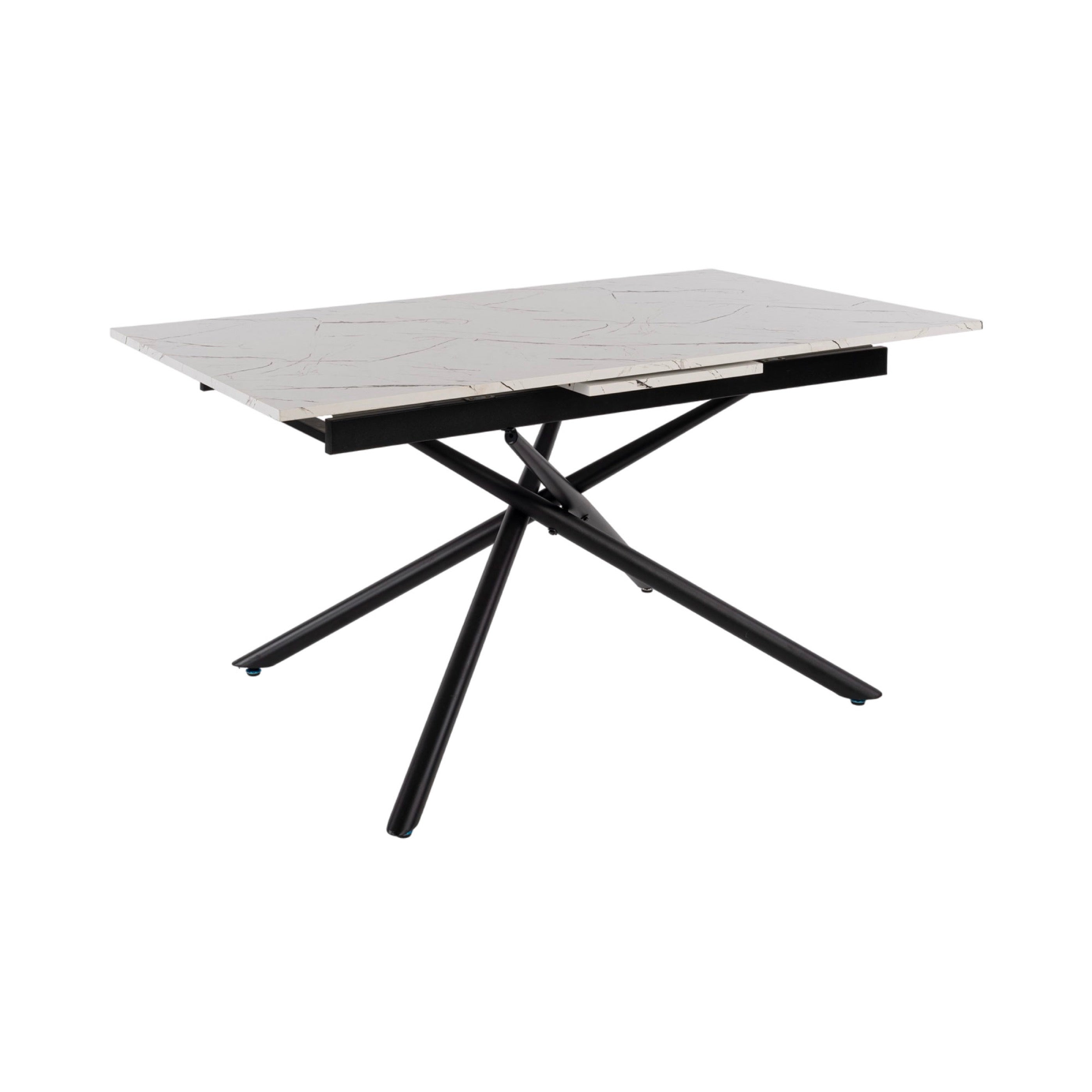 Mindy - Extendable Table + 6 Velvet Chairs - White Marble