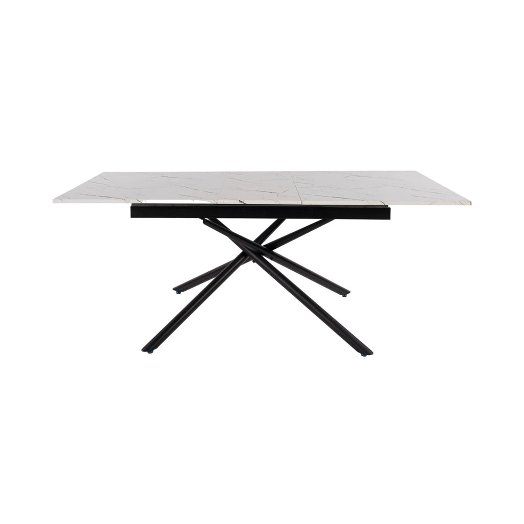 Mindy - Extendable Table + 6 Velvet Chairs - White Marble
