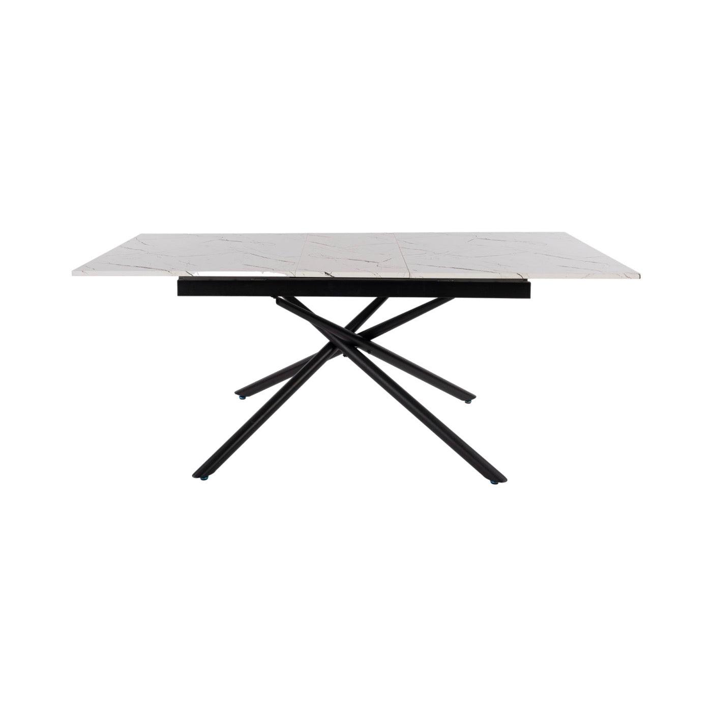 Mindy - Extendable Table + 6 Velvet Chairs - White Marble