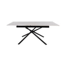 Mindy - Table Extensible + 6 Chaises En Velours - Marbre Blanc