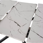 Mindy - Extendable Table + 6 Velvet Chairs - White Marble