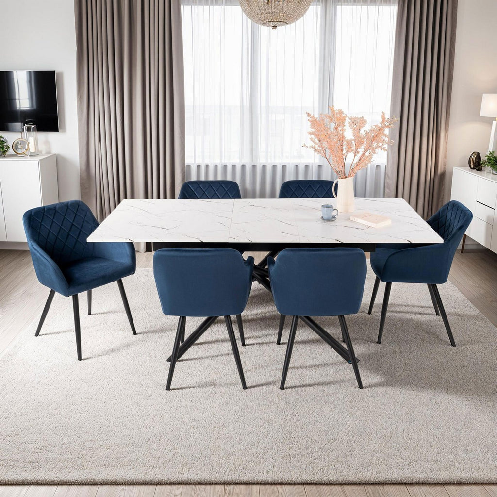 Velvet - Lot De 6 Chaises - Velours - Bleu