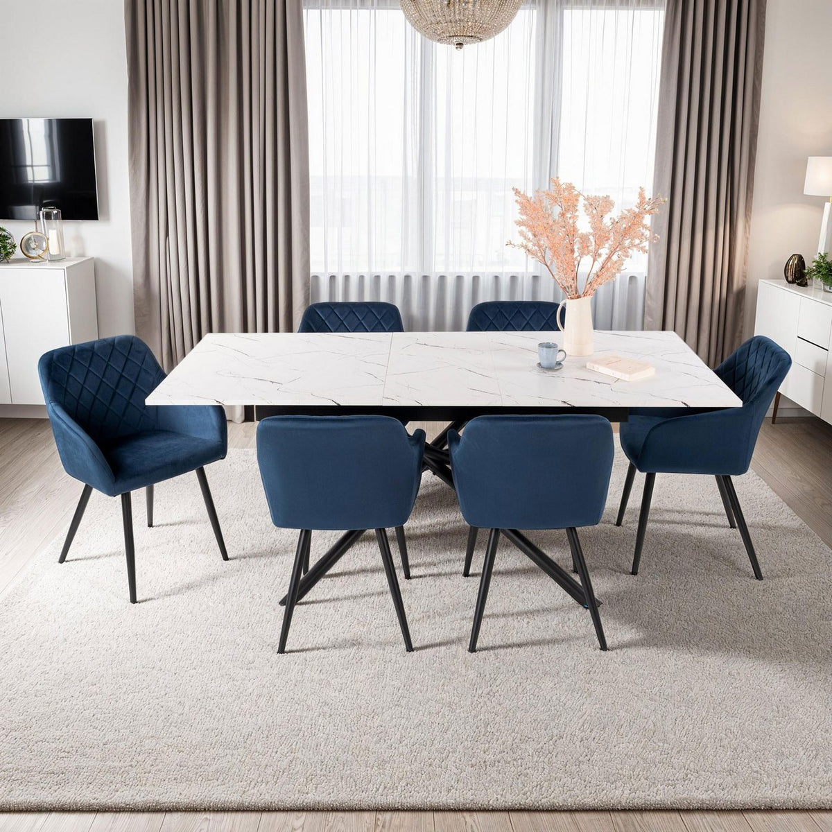 Velvet - Lot De 6 Chaises - Velours - Bleu