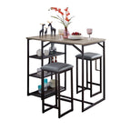 Table De Bar + 2 Tabourets - Chêne Grisé
