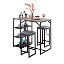 Table De Bar + 2 Tabourets - Chêne Grisé