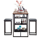 Table De Bar + 2 Tabourets - Naturel Et Noir
