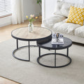 Lot De 2 Tables Gigognes Rondes - Naturel Et Noir