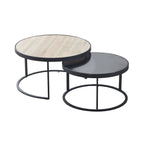 Lot De 2 Tables Gigognes Rondes - Naturel Et Noir