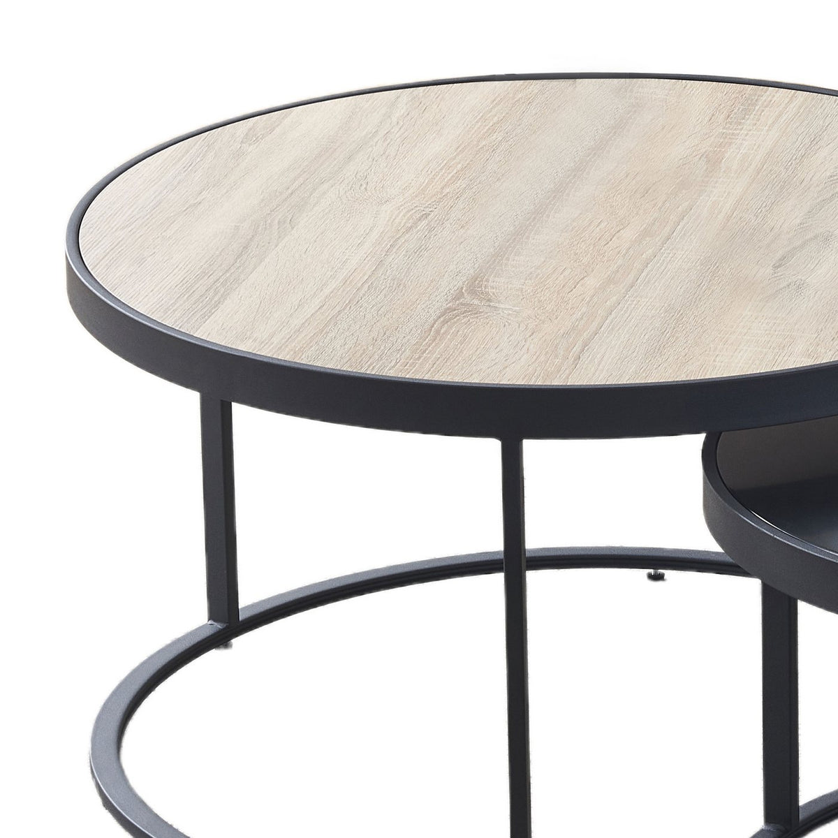 Lot De 2 Tables Gigognes Rondes - Naturel Et Noir