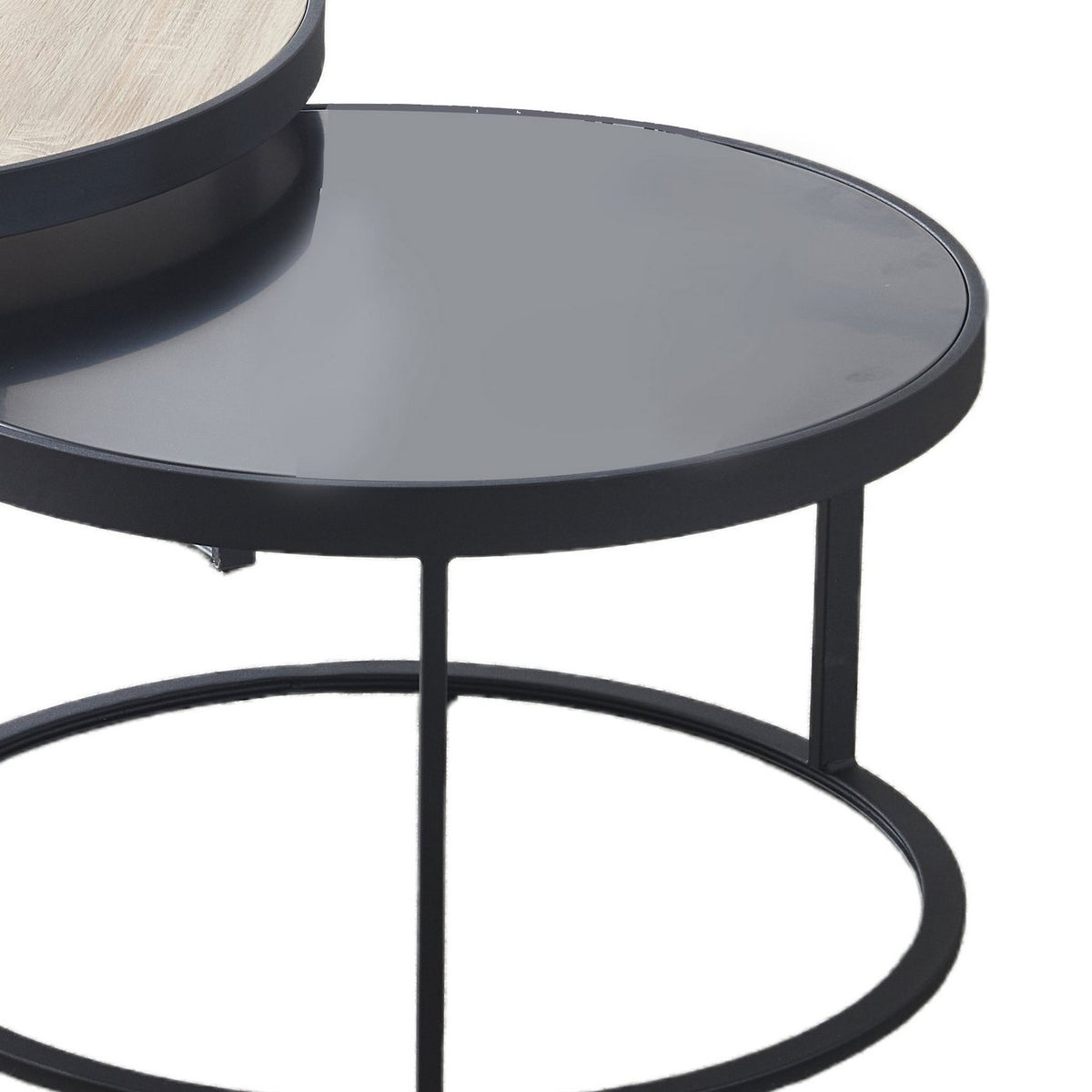 Lot De 2 Tables Gigognes Rondes - Naturel Et Noir