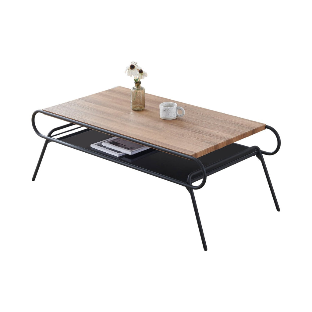 Table Basse 2 Niveaux - Métal - Naturel Et Noir
