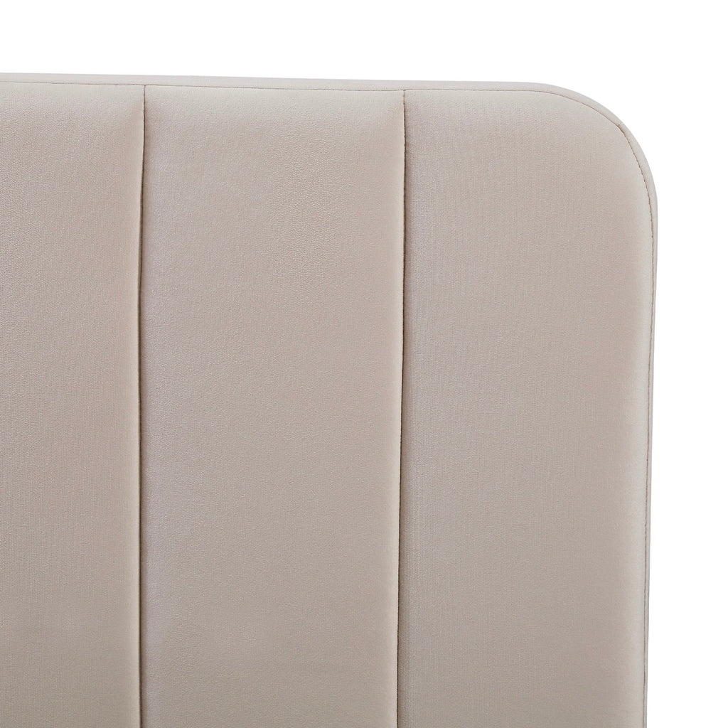 Aviala - Cama contenedor de terciopelo con cabecero + somier de láminas - Beige