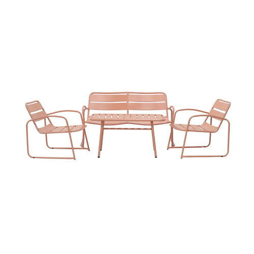 Baca - Salon De Jardin 4 Places Lounge En Métal - Terracotta