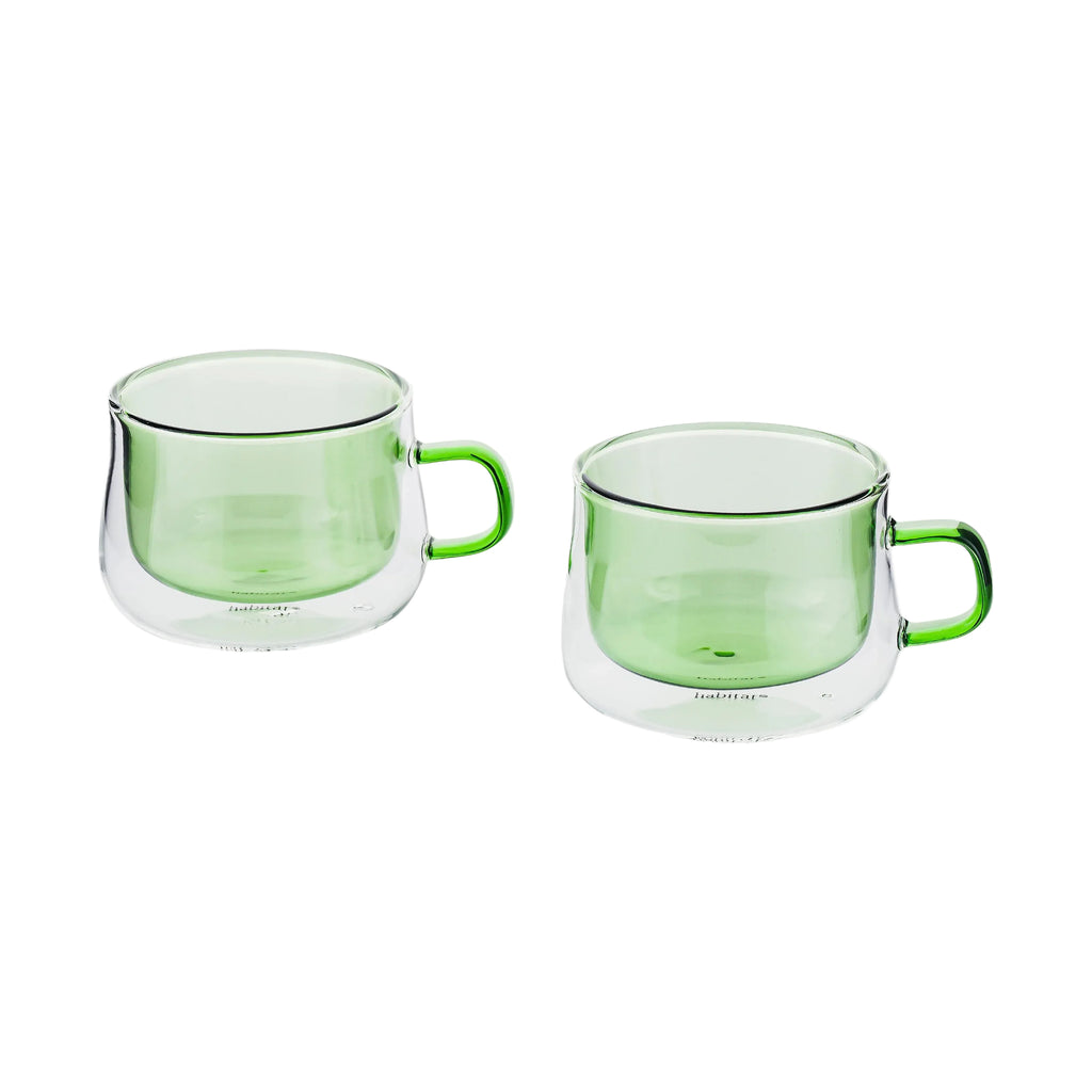 Ambra - Lot De 2 Mugs Double Paroi En Verre - 22Cl - Vert