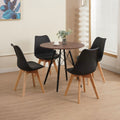 Scandi - Ensemble Repas Table Ronde + 4 Chaises - Noyer