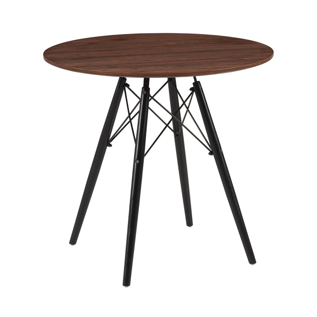Scandi - Ensemble Repas Table Ronde + 4 Chaises - Noyer