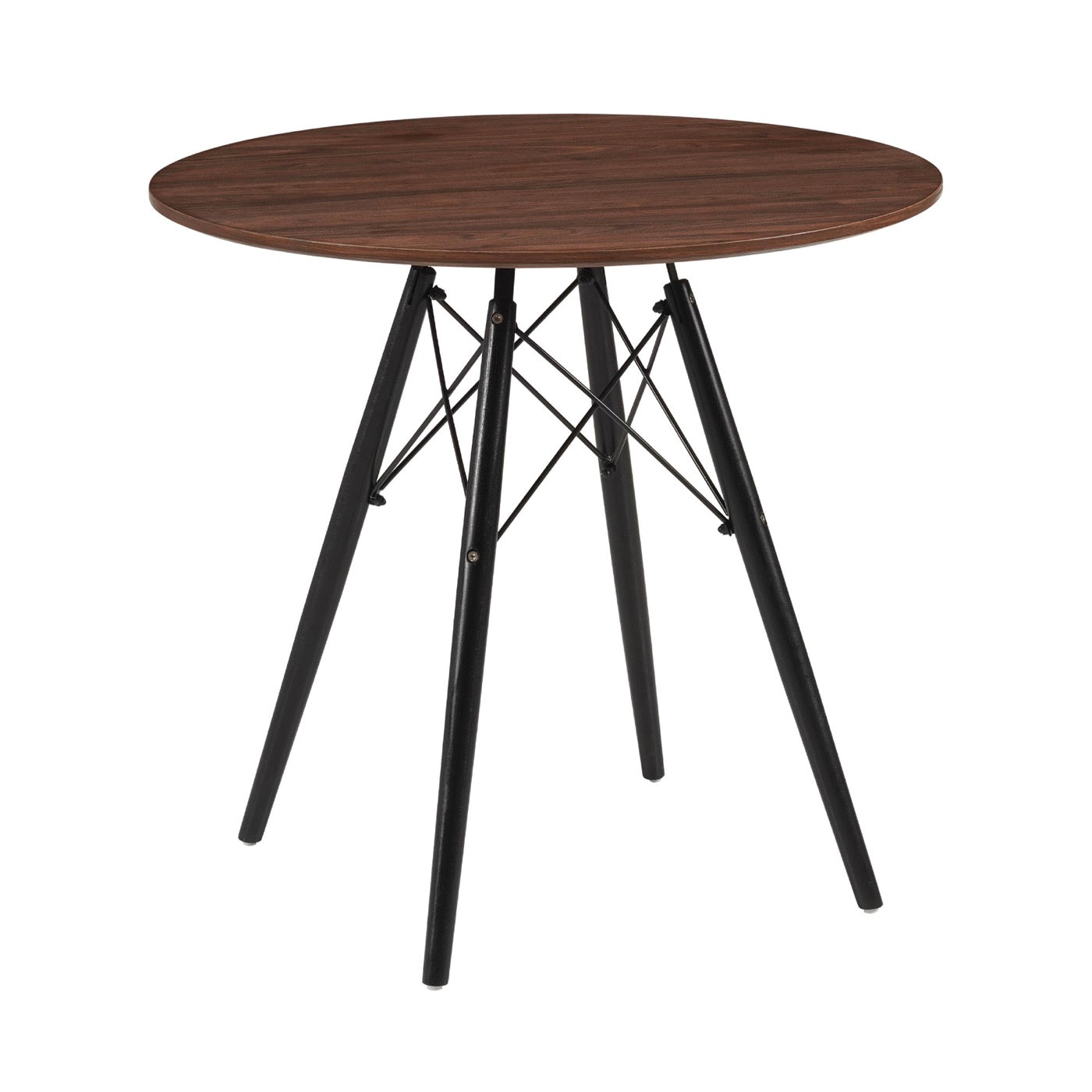 Scandi - Ensemble Repas Table Ronde + 4 Chaises - Noyer