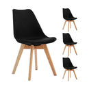 Scandi - Ensemble Repas Table Ronde + 4 Chaises - Noyer