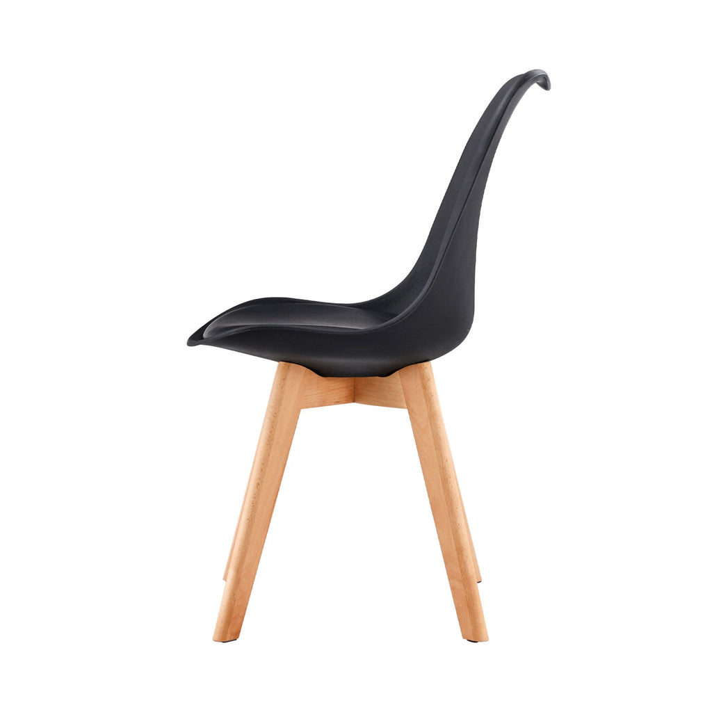 Scandi - Ensemble Repas Table Ronde + 4 Chaises - Noyer