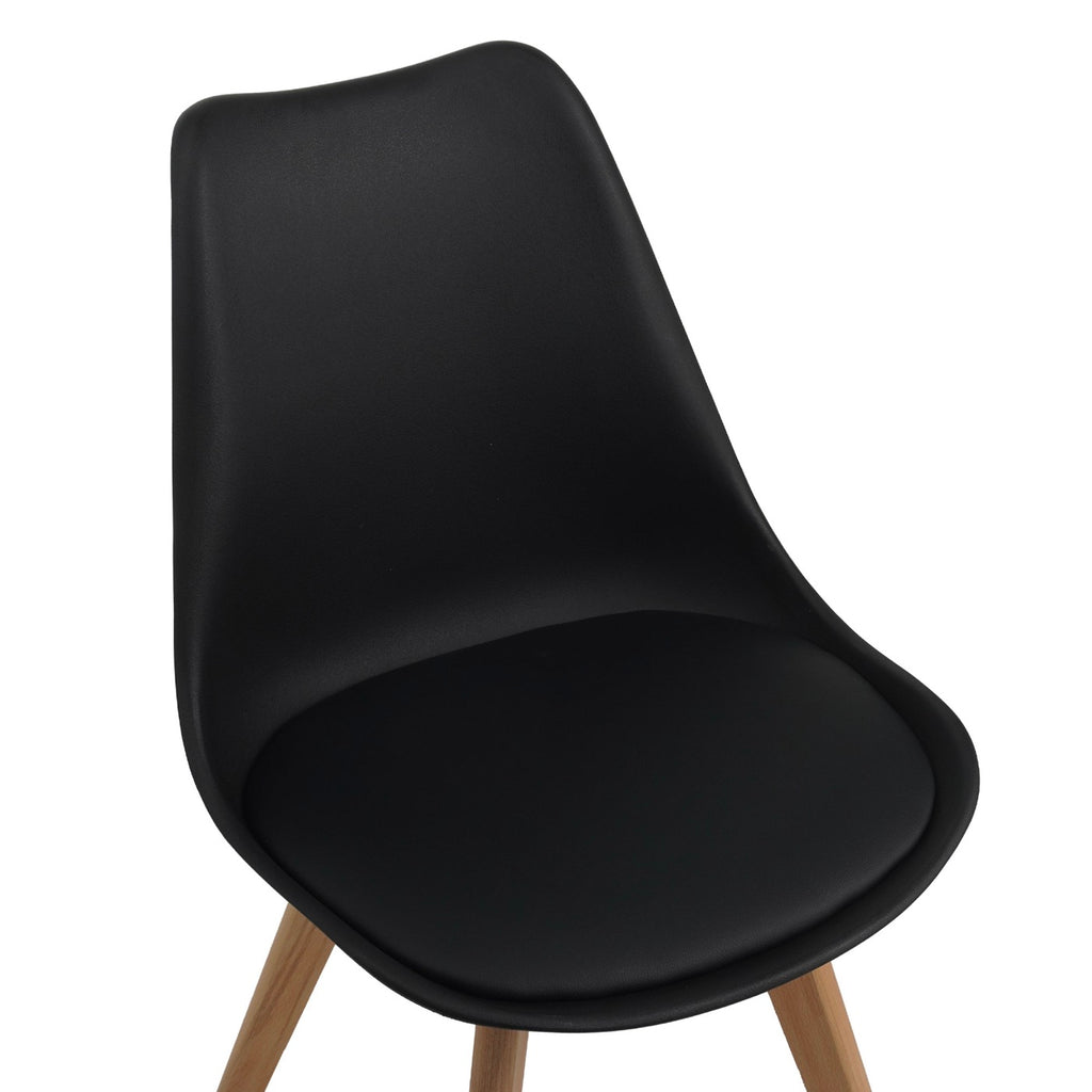Scandi - Ensemble Repas Table Ronde + 4 Chaises - Noyer
