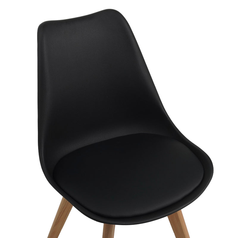 Scandi - Ensemble Repas Table Ronde + 4 Chaises - Noyer