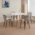 Scandi - Juego de comedor con mesa redonda + 4 sillas de terciopelo - Blanco