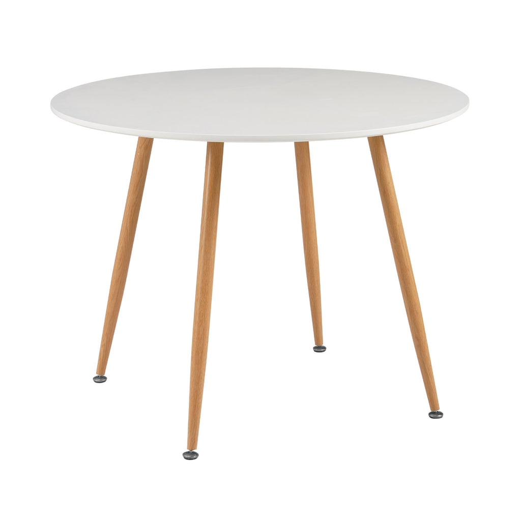 Scandi - Juego de comedor con mesa redonda + 4 sillas de terciopelo - Blanco