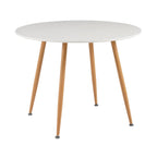 Scandi - Juego de comedor con mesa redonda + 4 sillas de terciopelo - Blanco
