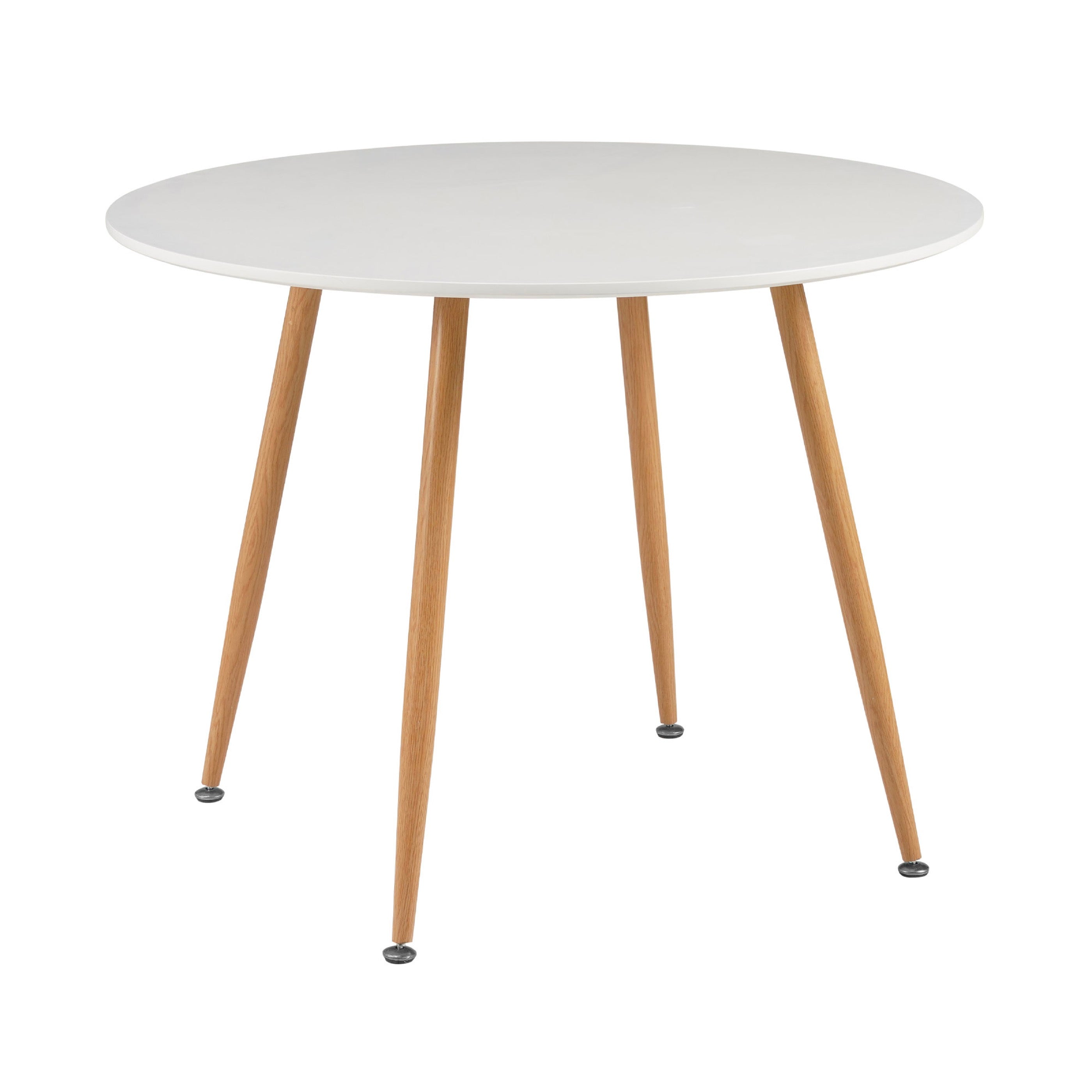 Scandi - Juego de comedor con mesa redonda + 4 sillas de terciopelo - Blanco