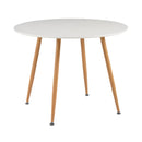 Scandi - Ensemble Repas Table Ronde + 4 Chaises Velours - Blanc