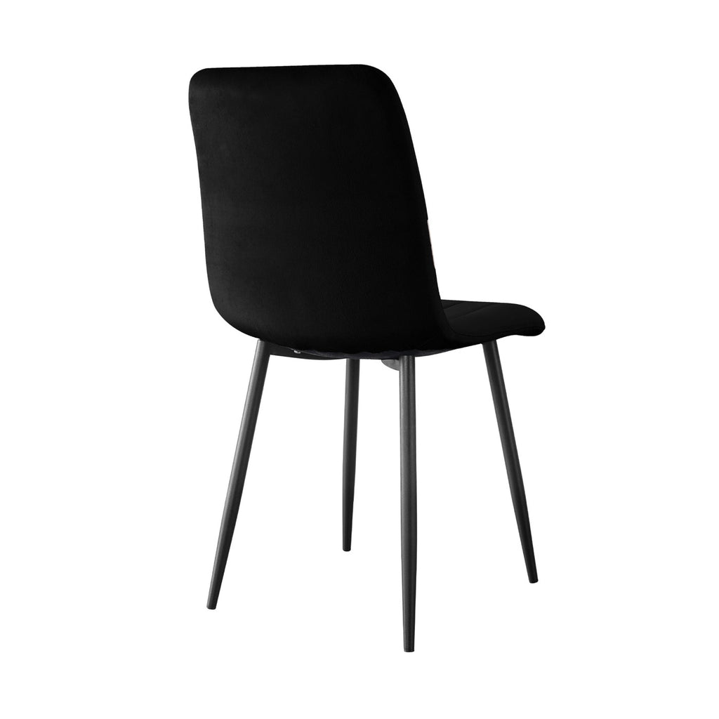 Scandi - Juego de comedor mesa redonda + 4 sillas de terciopelo - Natural