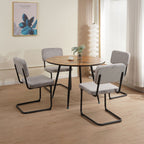 Scandi - Juego de comedor mesa redonda + 4 sillas de terciopelo - Natural